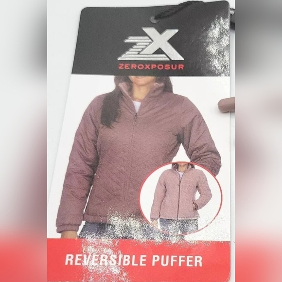 ZEROXPOSUR Reversible Puffer Jacket Super Soft Warm Mauve SMALL - Picture 12 of 16